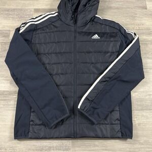 Adidas Essentials‎ 3-stripes Insulated Hooded Hybrid Jacket Men's Large Blue NWT
